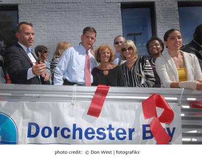 Quincy Street revitalization: Mayor Walsh and fellow elected officials at the Bornstein & Pearl Food Production Center opening on Monday. Photo by Don West